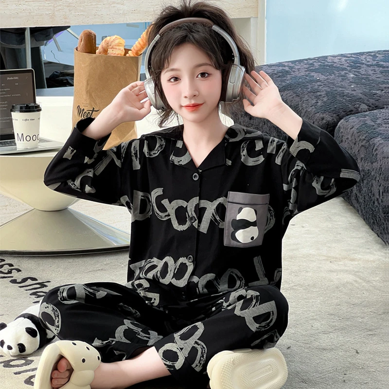 女大童睡衣A类纯棉长袖薄款春秋亲子儿童可爱家居服2025新款套装