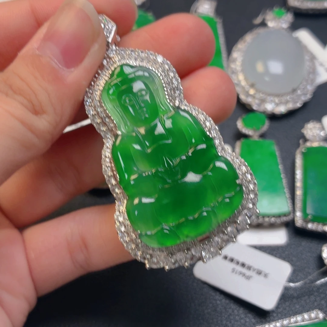 风***1翡翠银S925镶嵌吊坠(不含链)