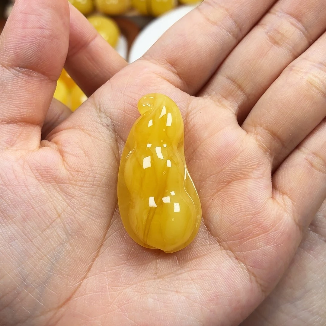 蜜蜡颈饰未镶嵌俄料妖花福豆