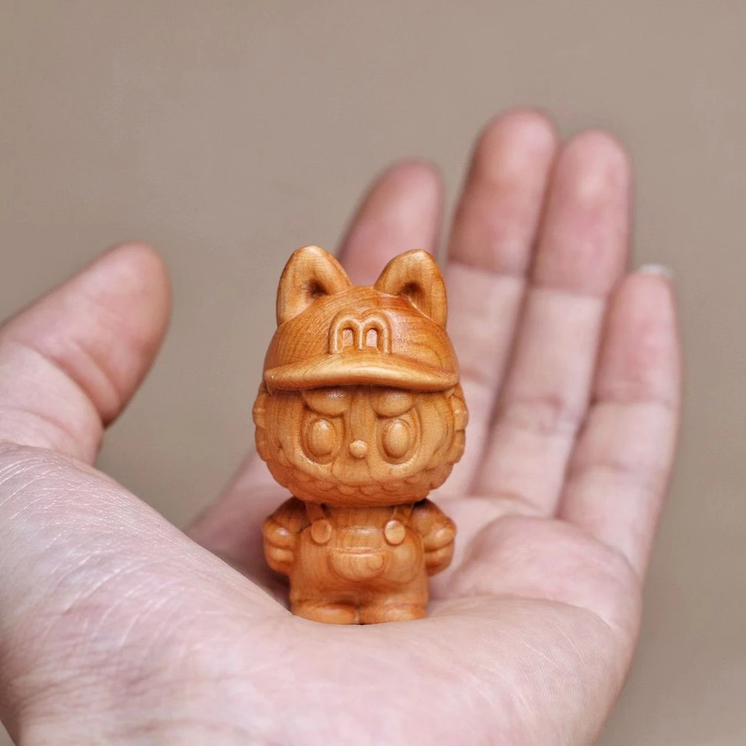 崖柏爆款木雕TLBUBU创意可爱拉布布手把件桌面摆件公仔礼物