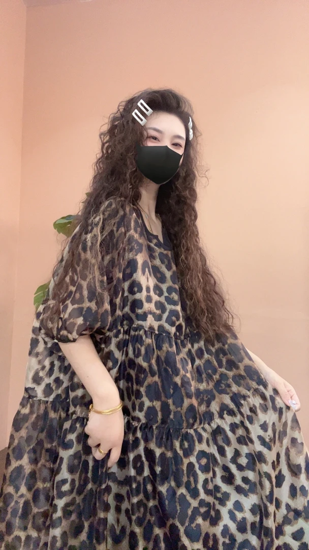 museguhui/木色古汇1081#豹纹百搭气质休闲时尚连衣裙