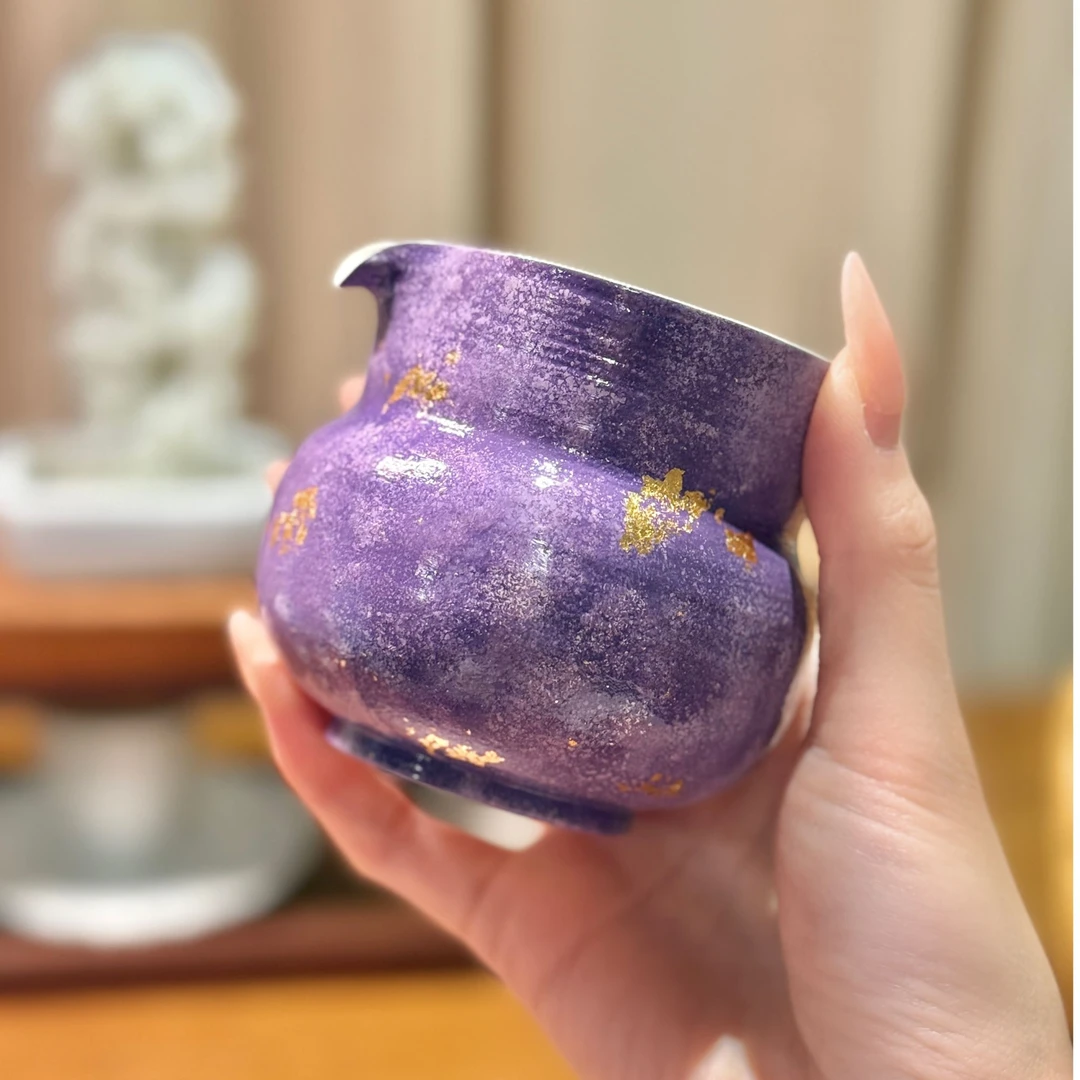 【意卿】暮山紫大漆金箔公道杯