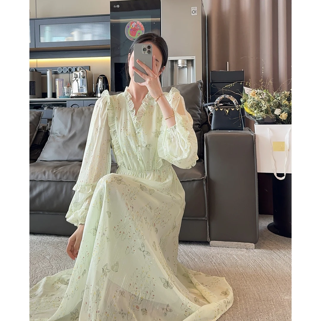 Zwinnie/詹维尼【哈密瓜绿】甜美温柔气质连衣裙 GRE202402