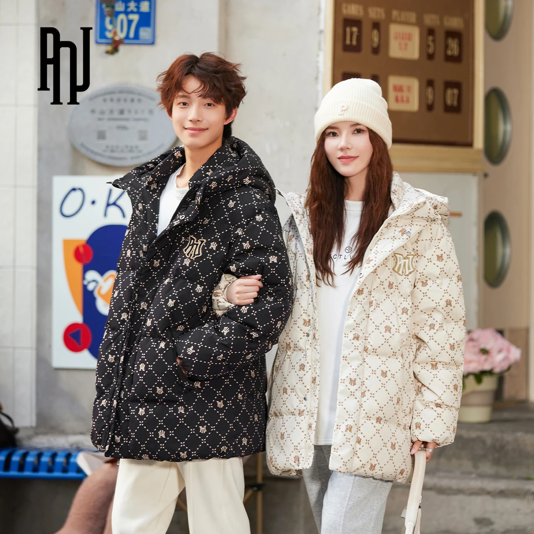 PNJ90绒冬季男女时尚百搭情款式加厚侣连帽羽绒服保暖印花潮流