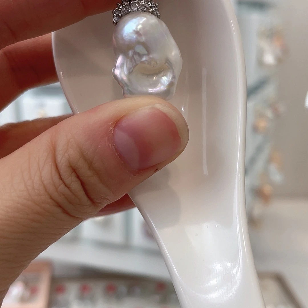 淡水珍珠天然珍珠巴洛克银S925镶嵌