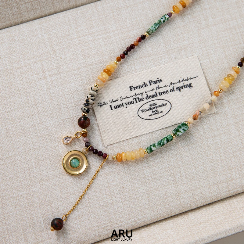 钛钢项链 【时光】法式原创设计项链手工串珠气质百搭复古锁骨链