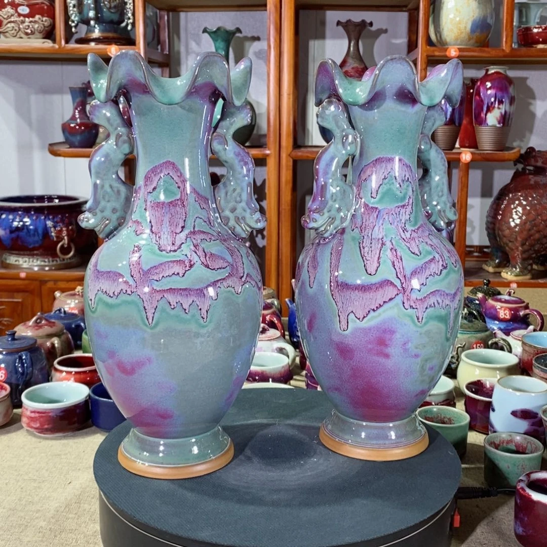 摆件一对  神垕镇原产地钧瓷！