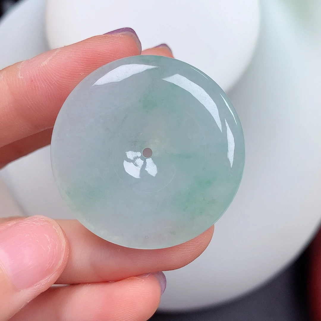 翡翠未镶嵌颈饰平安扣 34.6-5.8mm