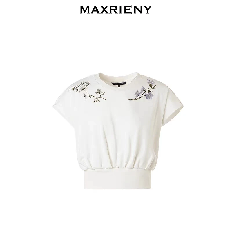 MAXRIENY玛克茜妮休闲T恤优雅花卉印花女装MC85TS004A10