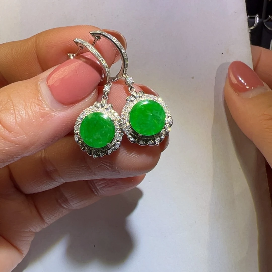 翡翠颈饰18K金镶嵌耳环