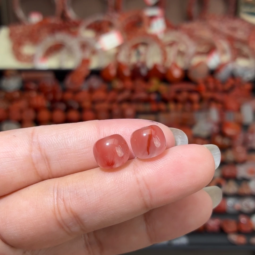 南红玛瑙未镶嵌颈饰10咪老型珠一对