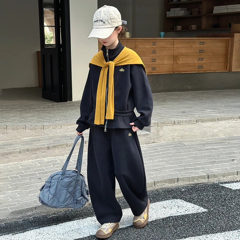 简约潮牌店铺儿童服装2025年新款衣服女童装秋装套装6-12岁高级感