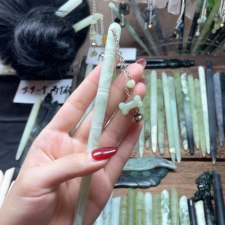 蛇纹石玉发饰合金