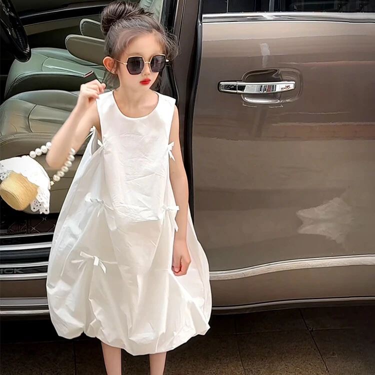 【X bao】田园复古女童裙中大童夏季公主裙时尚休闲连衣裙