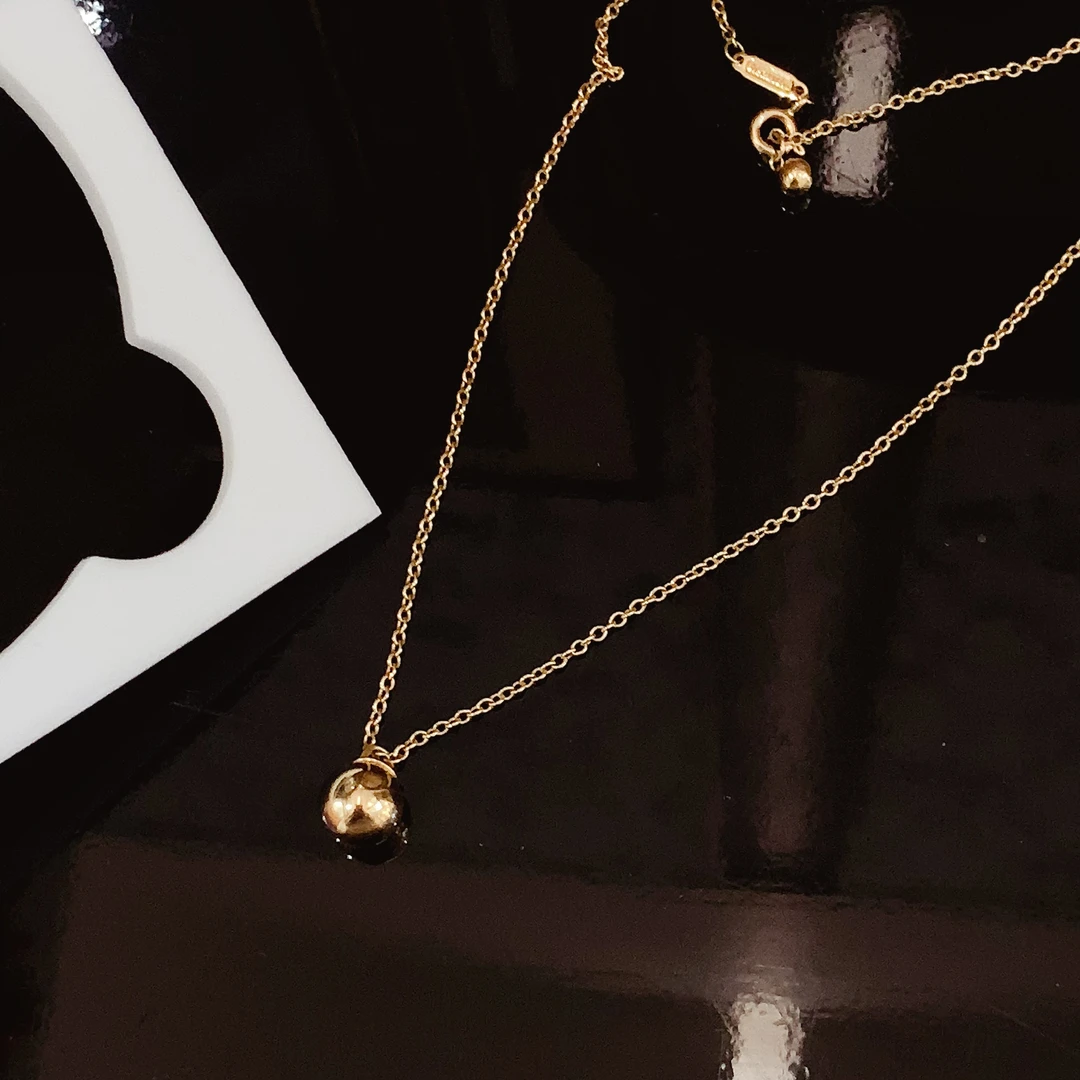 99新 Tiffany & Co./蒂芙尼 金珠项链  k玫  46cm xiao9