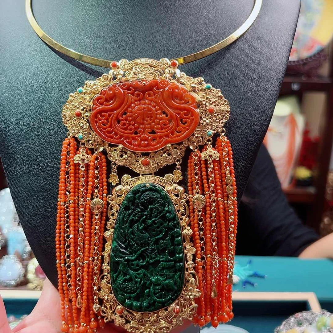 颈饰翡翠银S925镶嵌希*国风