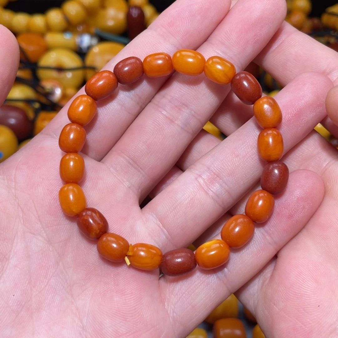 三***提未镶嵌琥珀裸石枣珠