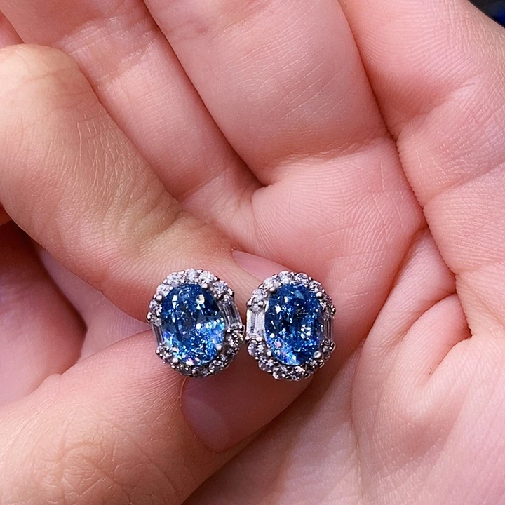 耳饰海蓝宝石银S925镶嵌