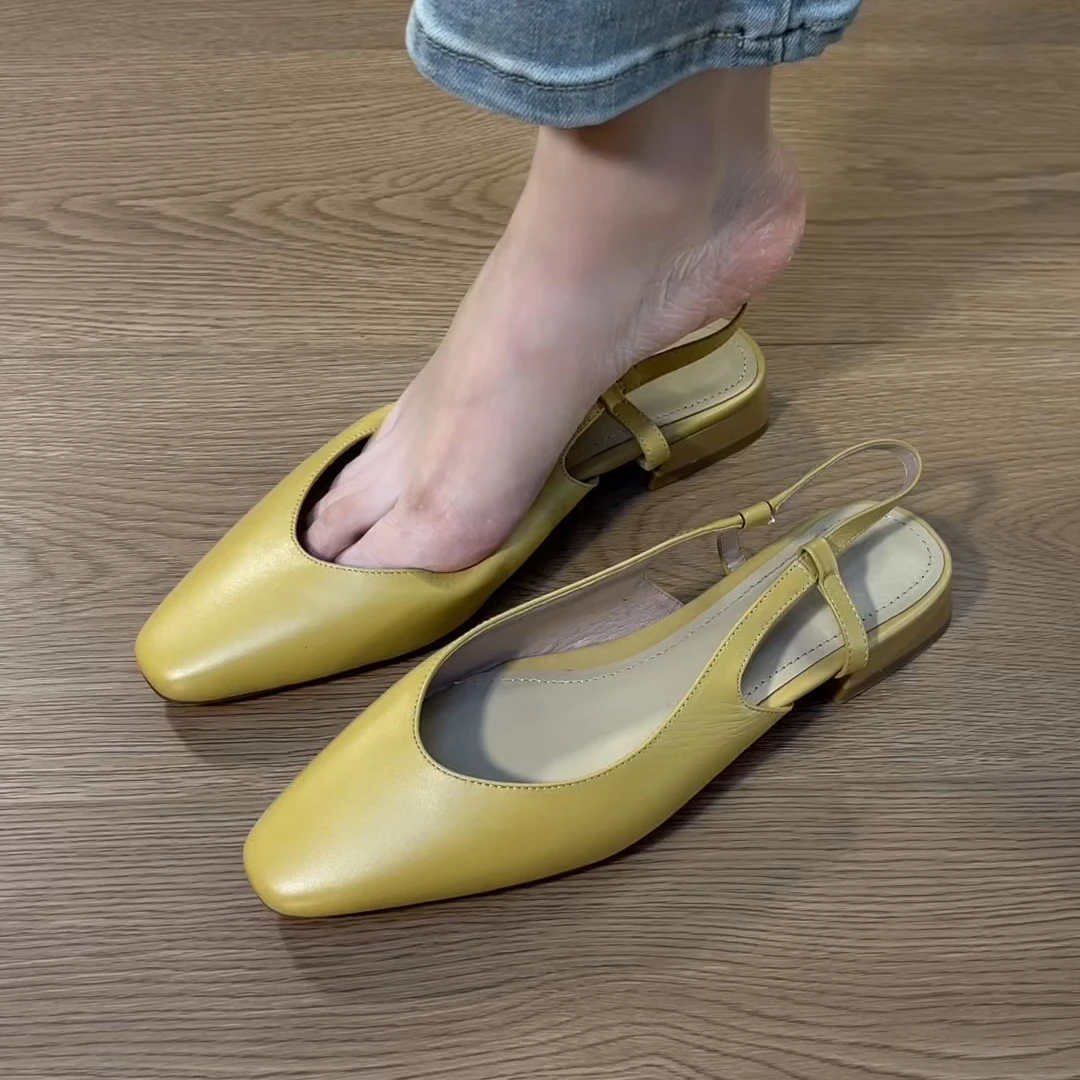 凉鞋2025年夏季包头凉鞋职场范时尚舒适气质小方头低跟凉鞋女款