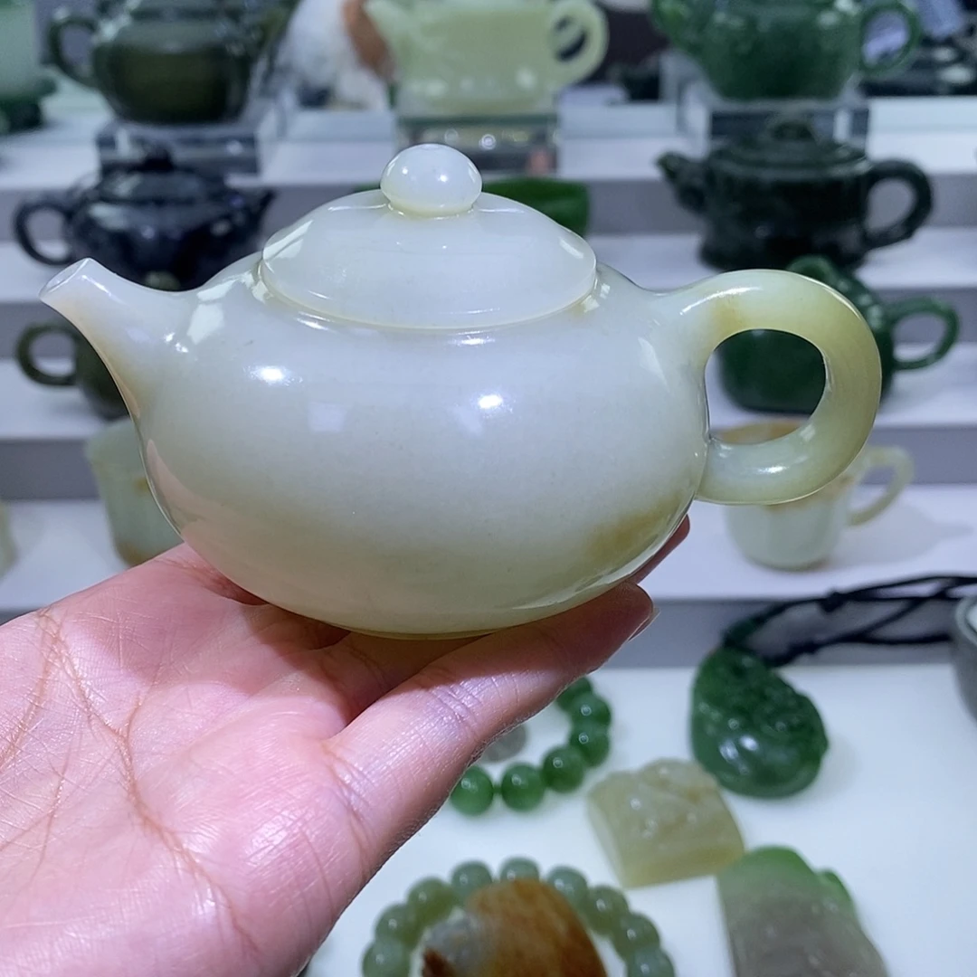 和田玉未镶嵌挂件茶壶