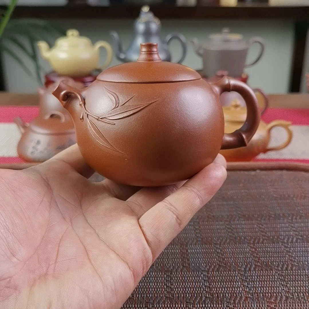 紫砂茶壶小红泥竹节西施250CC国工
