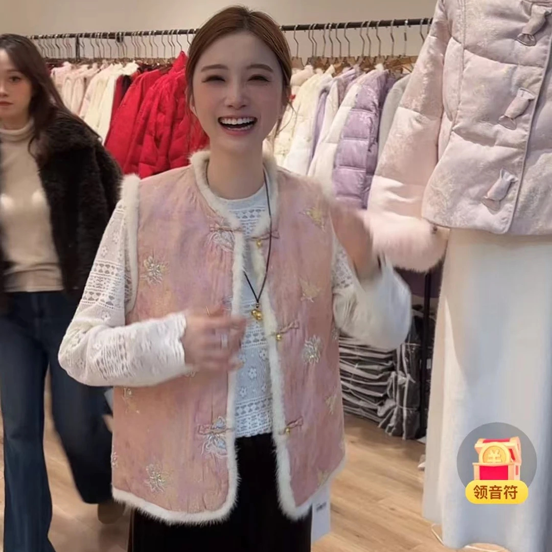 拼接重工刺绣国风马甲外套9053