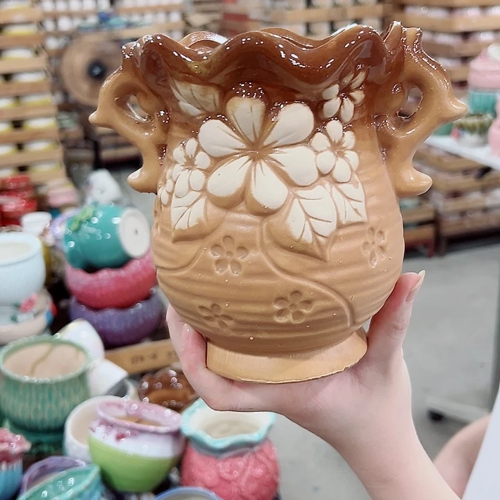 有孔.凑满10元发货多肉陶瓷花盆！