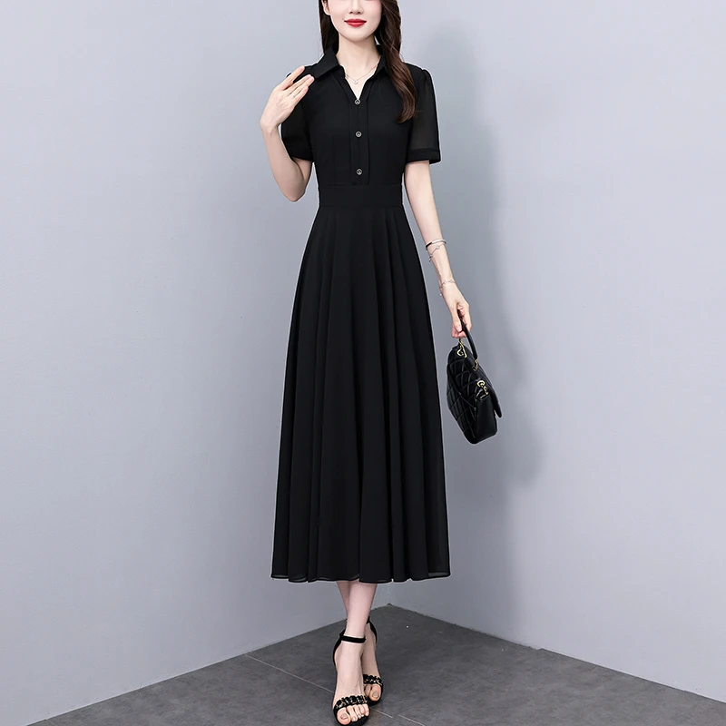 2025夏季新款雪纺碎花连衣裙大码胖mm收腰显瘦遮肚长裙