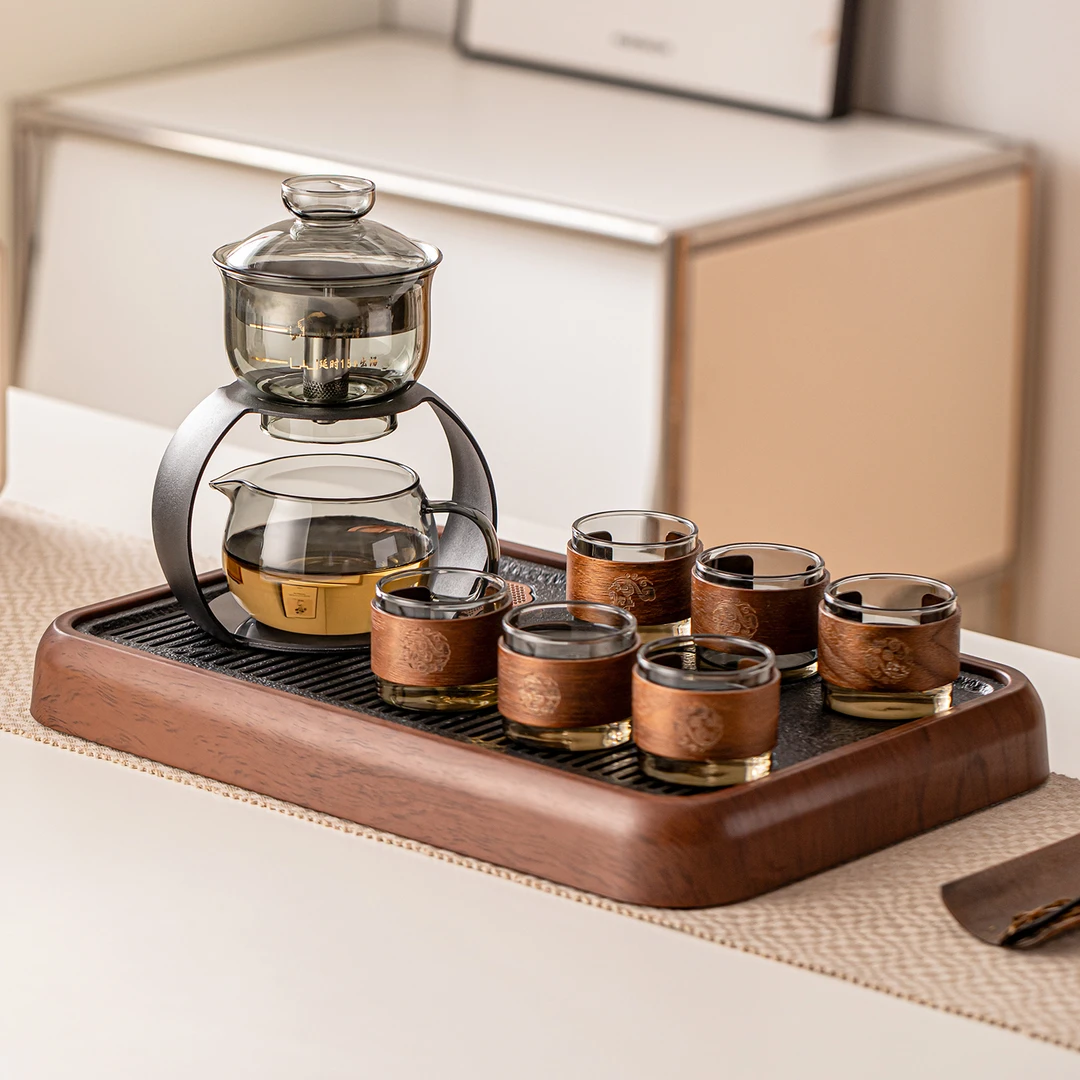 新款创新虹吸自动玻璃茶具套装家用高档懒人泡茶神器小型会客喝茶