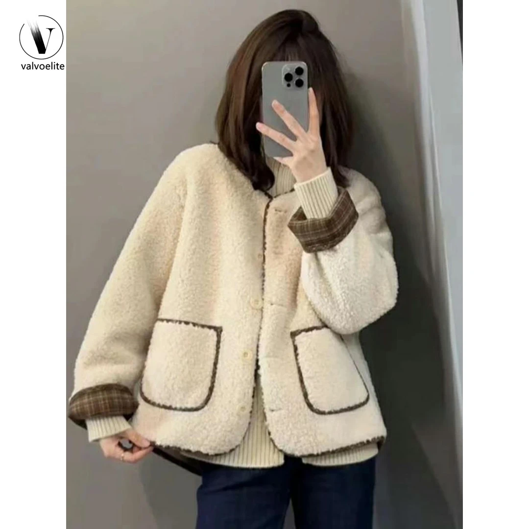 VALVOELITE小香风外套女秋冬季韩版新款宽松时尚加厚显瘦短款上衣