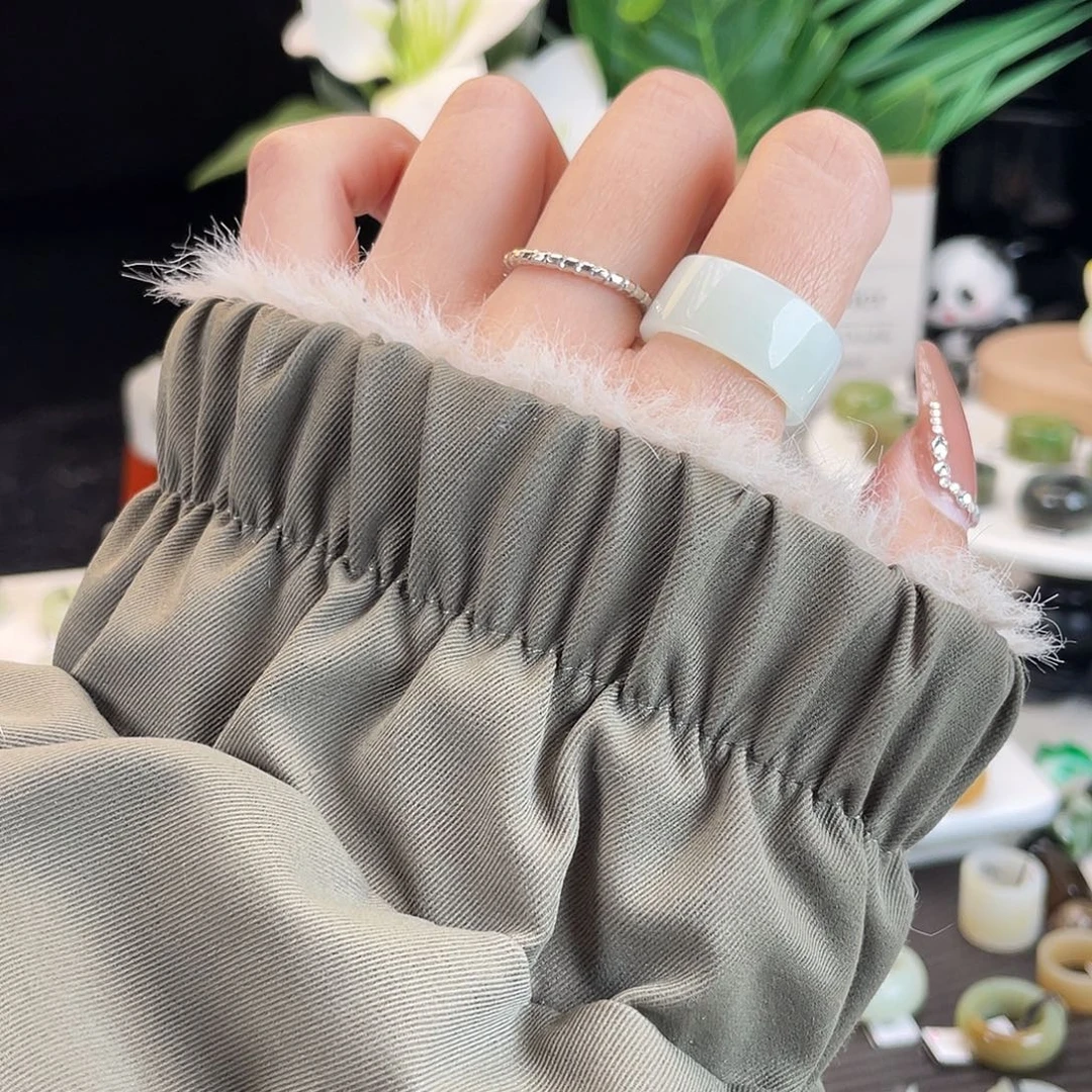 和田玉未镶嵌戒指E81俄白圆切18.2