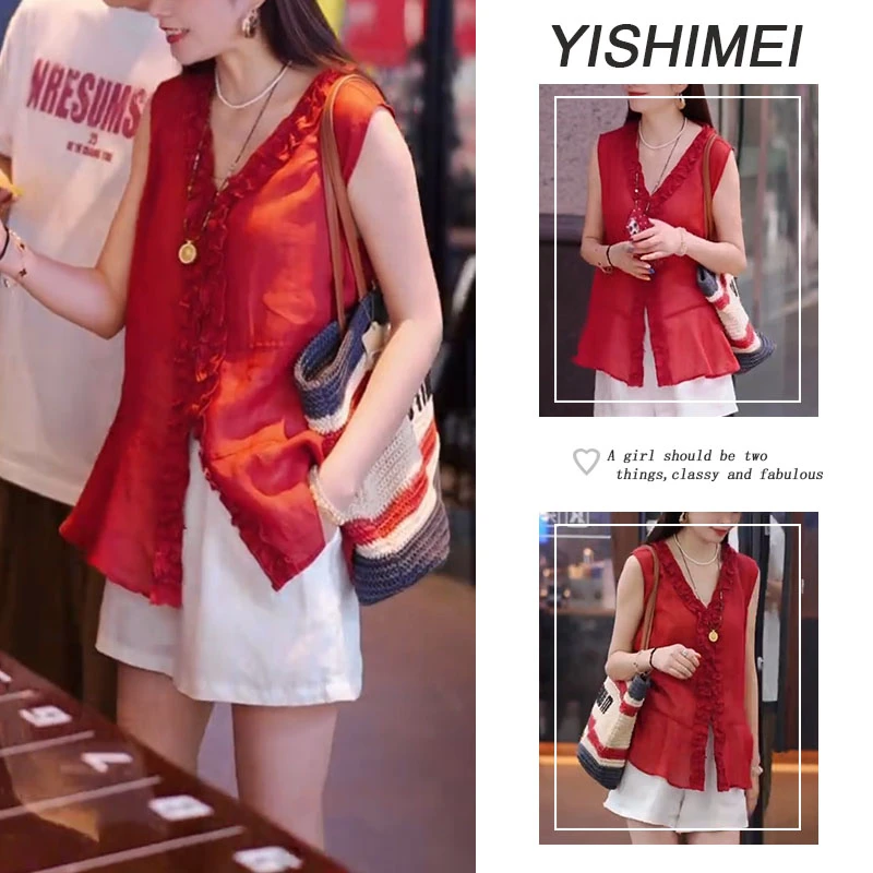 夏季时尚穿搭2025年新款韩系设计感v领百搭无袖上衣短裤两件套装