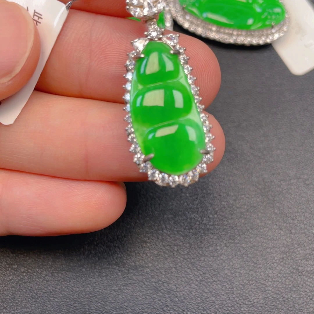 吊坠(不含链)银S925镶嵌翡翠