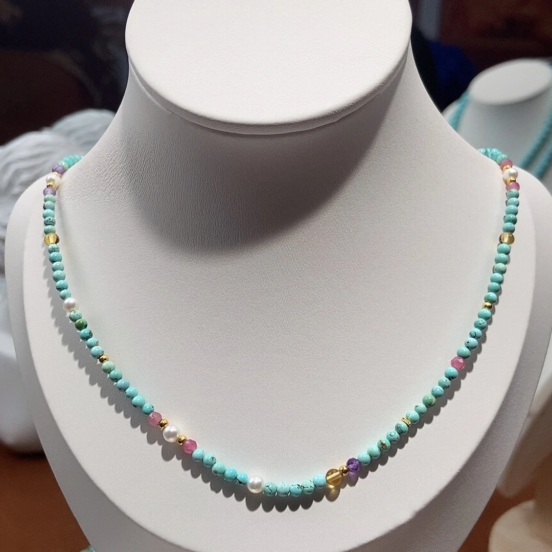 绿松石未镶嵌11颈链卡2+