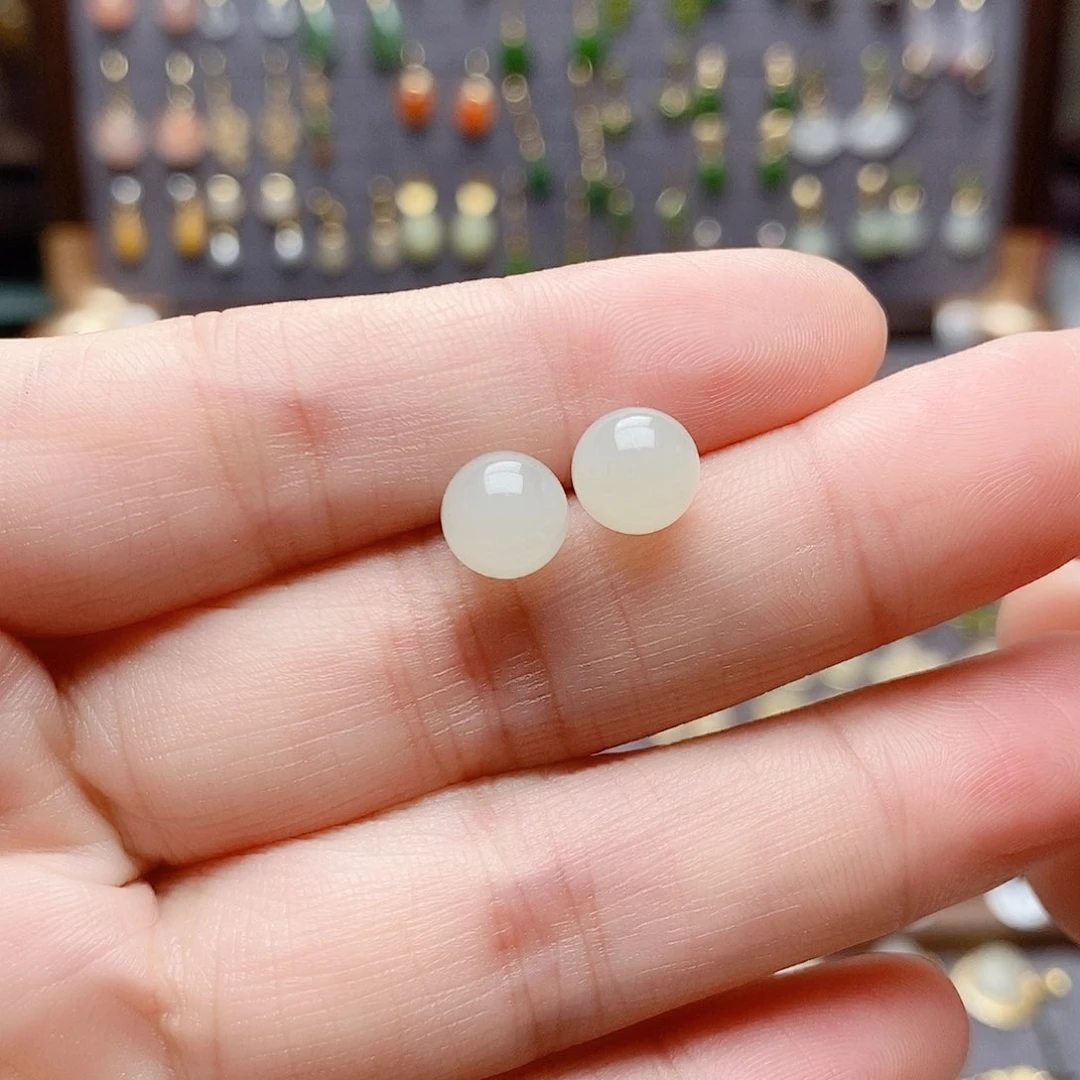 银S925镶嵌和田玉耳饰