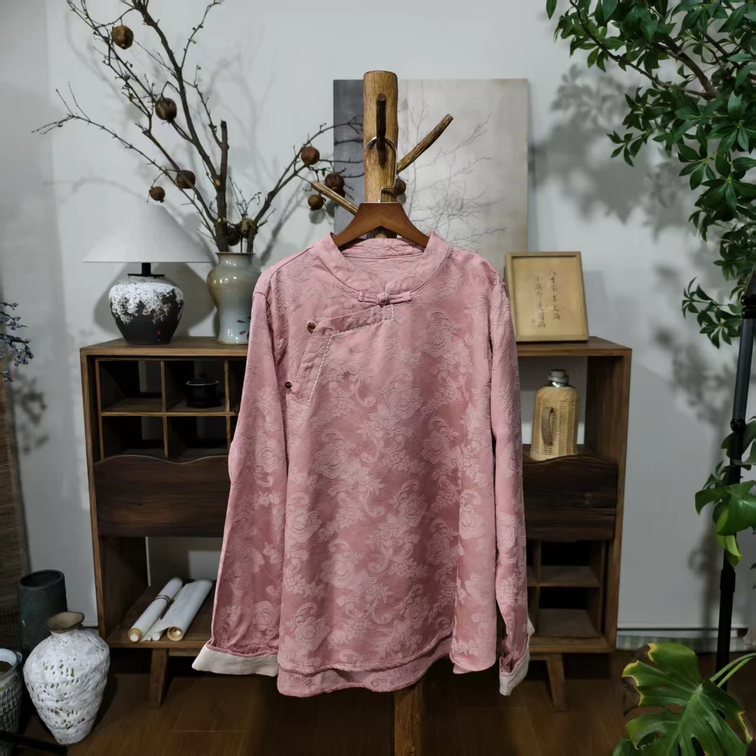 【大梅子推荐】设计款亚麻提花上衣JG0131A