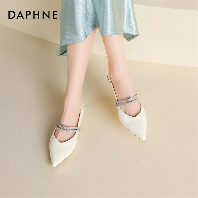 达芙妮法式尖头玛丽珍气质单鞋女夏季新款时尚低跟两穿一字扣女鞋