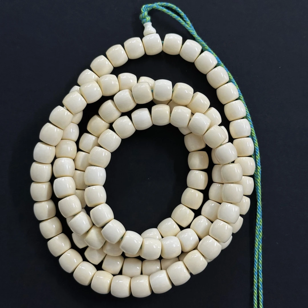 和安猛犸艺术8*7mm猛犸牙雕直切珠串（108粒）