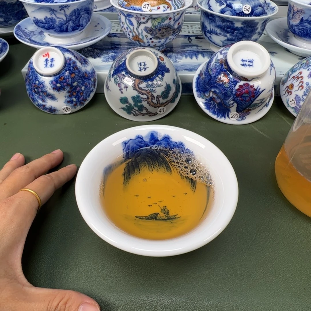 陶瓷景德镇纯手工纯手绘茶具木木43