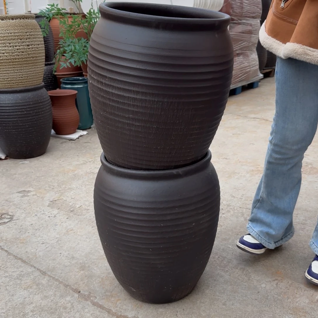 紫砂花盆紫砂花盆 微瑕 2个 口35高50