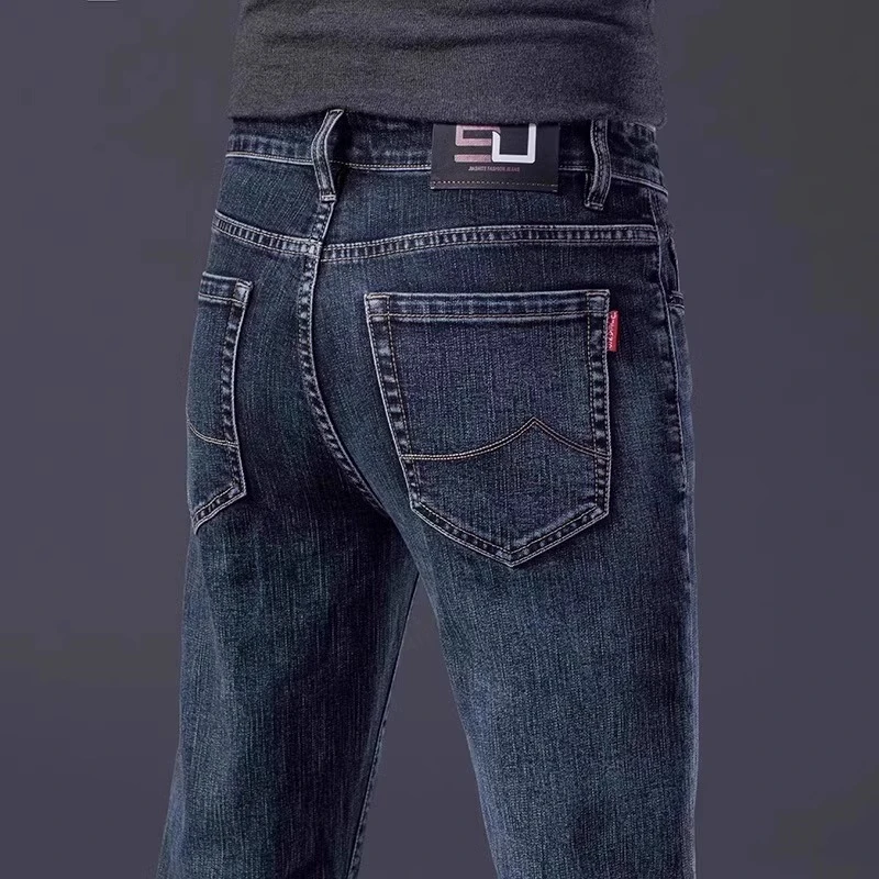 香港高端牛仔裤男士修身直筒弹力裤子男2025春秋新款百搭休闲长裤