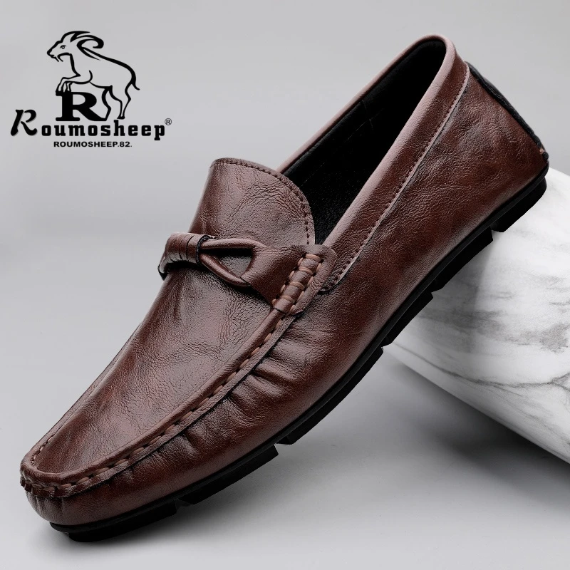 2025春季商务男鞋休闲百搭皮鞋豆豆鞋乐福鞋一脚蹬真皮高端鞋子男