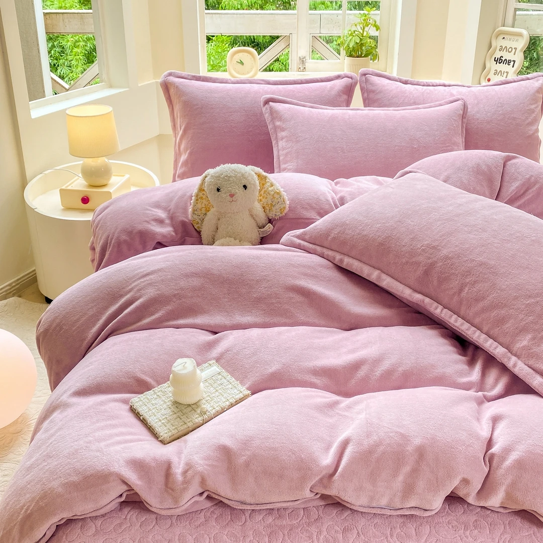 【立体蝴蝶-粉色】超厚母婴A+全消光牛奶绒四件套/2*2.3米/非图片款