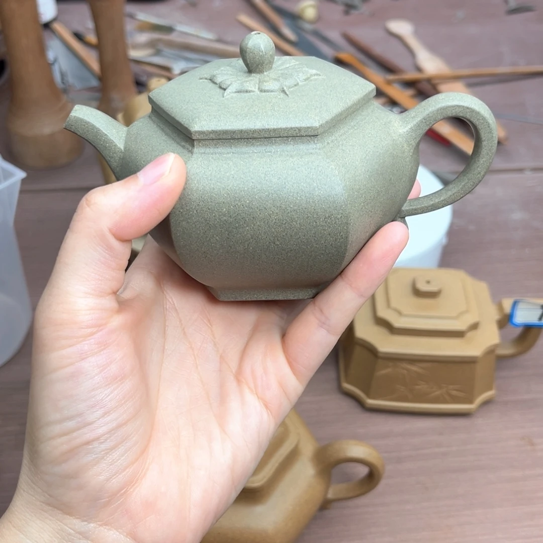 快***子茶壶紫砂菱花逸方，250cc，青段