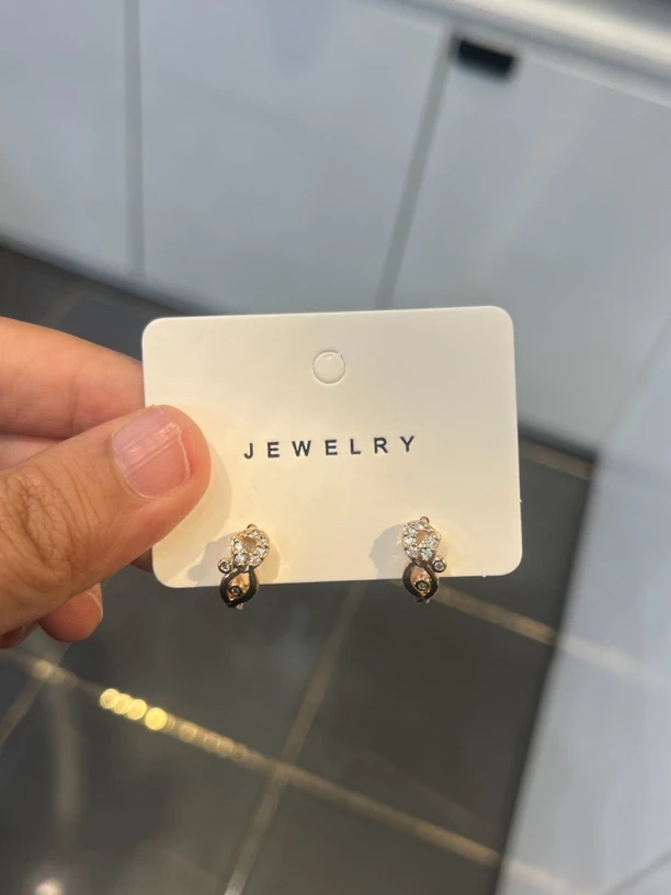 铜合金玻璃耳饰 Gvlin首饰 白色圈圈耳环玫瑰金色029 sawit pasun