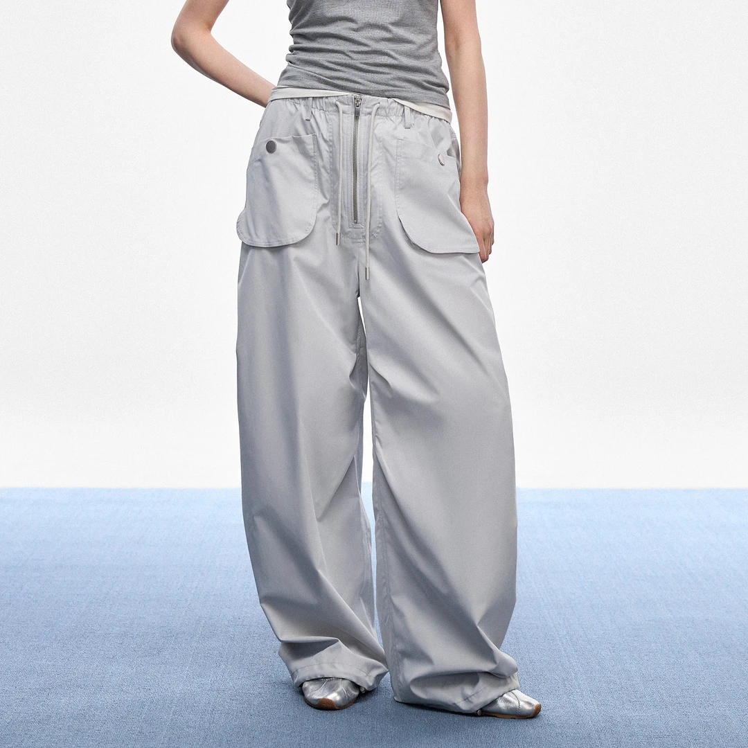 华吉言/HUAJIYAN【伞兵裤】立体捏褶大贴袋松弛感透气工装裤