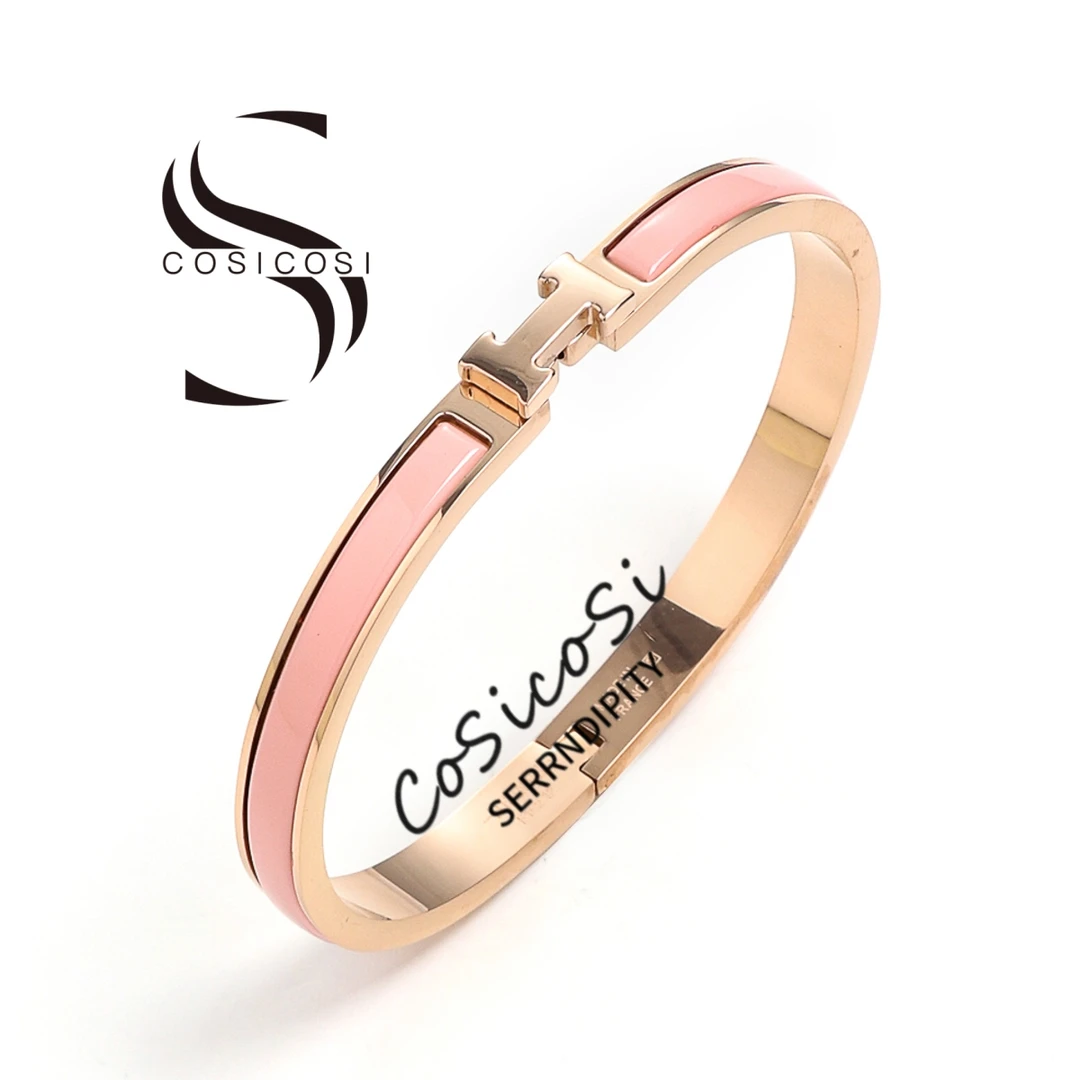 V金CNC精工  轻奢经典窄版H字母手镯