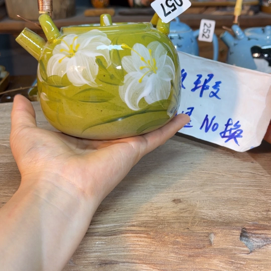 壶素浅陶瓷手工手绘