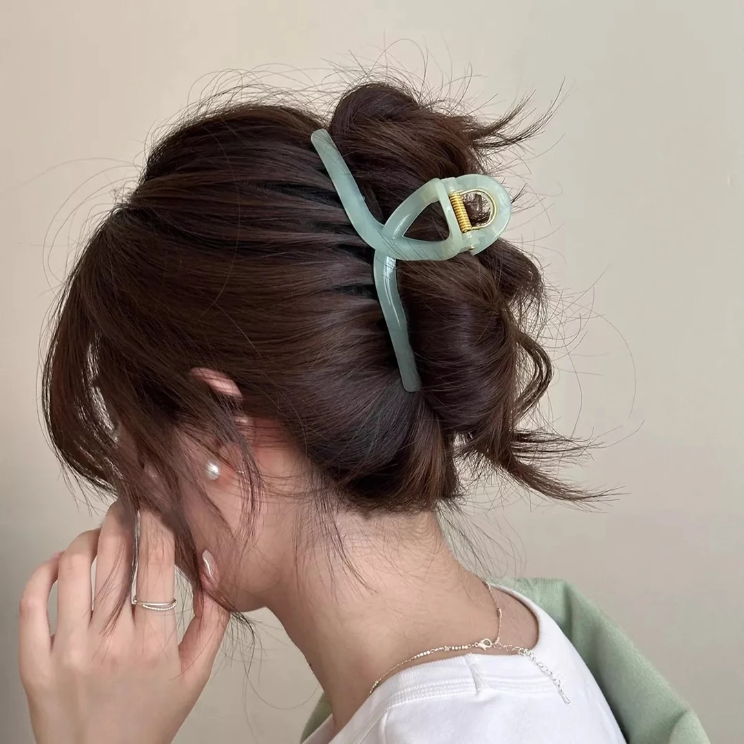 气质果冻色大号抓夹女简约设计后脑勺盘发夹鲨鱼夹高级感百搭发饰