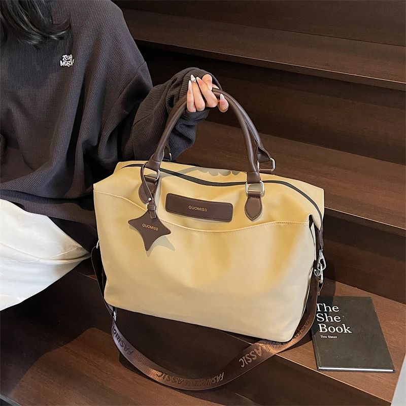 时尚简约托特包女百搭轻便短途旅行包休闲学生通勤包大容量健身包